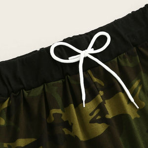 Haut court et short cycliste pour femmes, ensemble motif camouflage, disponible en grande taille, prix de gros - Product Image 5