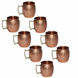Pure Copper Moscow Mule <b>Mug</b> With Copper Handle Hammered Texture with Mirror Polish - Product Image 3