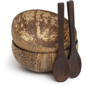 Bol à manger en noix de coco rustique non poli naturel écologique décoration murale de style maison fabriqué au Vietnam - Product Image 3