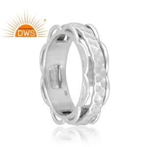 Diseño hecho a mano, anillo de banda texturizada de plata esterlina fina, joyería de plata para mujer, regalo para ella - Product Image 4