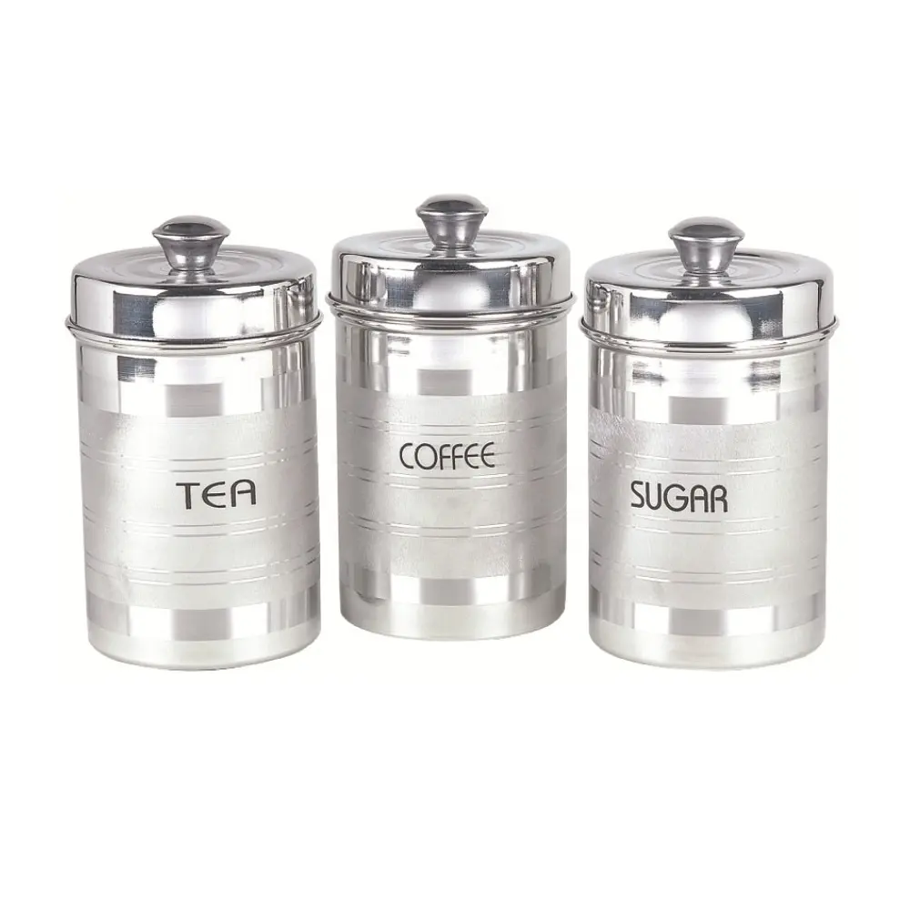 Unique Kitchen Air Tight Canisters Metal Coffee Tea Sugar Food Grade See Through Storage Bottle Canister Sets Stainless Steel