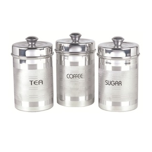 Bocaux hermétiques multifonctionnels modernes et uniques en acier inoxydable de qualité alimentaire pour le café, le thé, le sucre et le stockage des aliments - Product Image 1