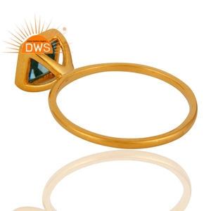 Trendy Top Selling 9k Yellow <b>Gold</b> <b>Ring</b> Blue Topaz Gemstone <b>Ring</b> Supplier Dainty Collection - Product Image 3