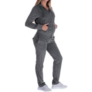 Combinaisons d'hiver 2 pièces en velours personnalisable pour femmes Sweat à capuche zippé Jogger Tracksuit Active Bottoms - Product Image 6