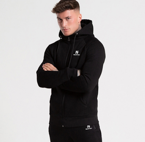 Survêtement pour hommes, vêtement en coton molletonné, de couleur noire, avec manches en raglan, près du corps, fait avec Hawk Eye Sports, livraison gratuite - Product Image 3