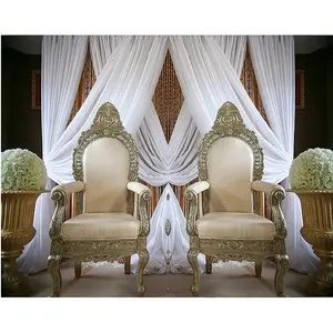 Высокие свадебные стулья в стиле французского барокко, серебряные стулья для жениха и невесты, традиционные индийские свадебные стулья для жениха и невесты