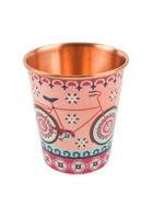 Set of 2pcs Handmade Copper Tumbler 100% Pure Copper Printed Water Glasses Ayurveda Yoga Healthy Beer Shape for Travel - Product Image 2