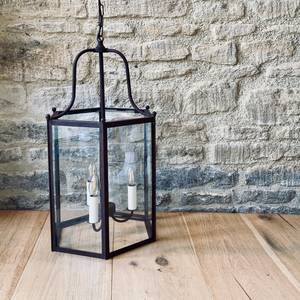 <b>Large</b> Vintage Style French Brass Hanging Light <b>Lantern</b> and Bracket. by Lum'Art in France - Rust Painting - Hall Porch Entryway g - Product Image 1