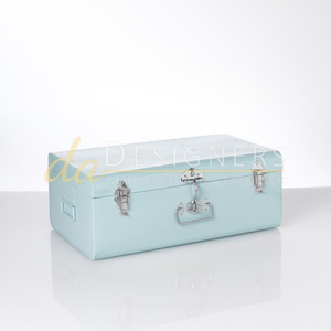 UK Quality Powder Coated Metal Decorative Trunk Sky Blue Storage Box