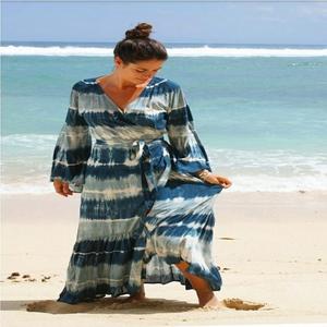 Stylish Tie Dye <b>Maxi</b> Wrap Bohemian Long frill Summer Outfit For Classy Women - Product Image 1