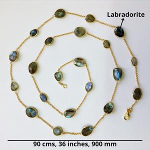 Vêtements de tous les jours, Labradorite plaqué or 925, 90 cpc, argent Sterling Collier en titane, Long chaîne - Product Image 2