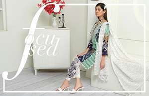 Costumes en coton pour femmes de haute qualité brodés pakistanais Shalwar Kameez tissu de robe de pelouse de qualité d'exportation - Product Image 2