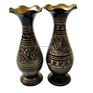 Manufacturer of Brass Metal <b>Flower</b> <b>Vases</b> for Home Decoration Indian Hand Craved <b>Flower</b> Pot Metal <b>Flower</b> Pot With <b>Black</b> Antique - Product Image 3