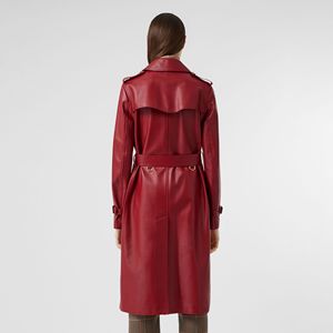 <b>Maroon</b> Colour <b>Top</b> Quality Real Leather Button & Belt Closure Unisex Trench Coat available in all Colours Made In Pakistan - Product Image 3