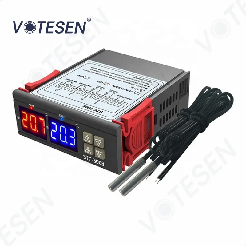 STC3008 Digitaler Doppeltemperaturregler-Thermostat mit NTC-Sensor-Thermo regulator für Kühl-und Heizgeräte