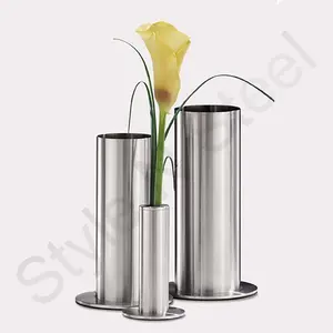 Flower vase Designer Flower Vase With Ring Stainless Steel Modern wedding decoration large tall metal stainless steel