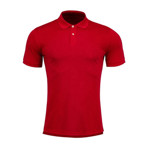 Polo Rojo de Manga Corta para Hombre, 100% Algodón Piqué, Tejido Informal de Color Sólido, Transpirable, Diseño Liso Teñido - Product Image 1