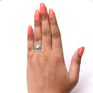 Quality 925 Sterling Silver Natural <b>Turquoise</b> Gemstone <b>Ring</b> Stackable Blue Gemstone <b>Ring</b> For Wholesale Suppliers - Product Image 2