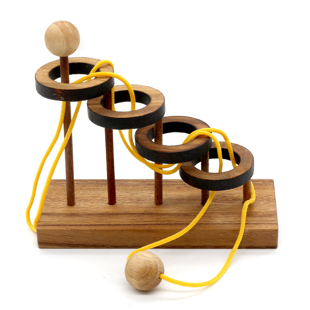 Release My Mouse Wooden String Puzzle Made from Natural Monkeypod Wood Ecofriendly for Children and Family to Challenging Mind