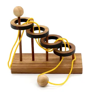 Rilascia il mio Mouse Puzzle con corde in legno realizzato in legno Monkeypod naturale ecologico per bambini e famiglie per sfidare la mente