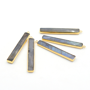 Pendentif Rectangle Labradorite Lunette en argent sterling 925 Fabrication de bijoux artisanaux avec placage en or 18 carats - Product Image 1