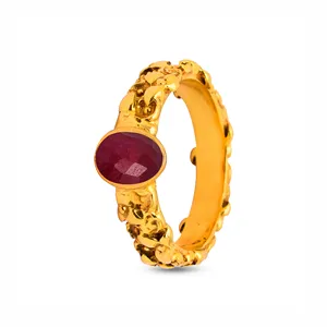 Позолоченное кольцо ручной работы с рубиновым Камнем 18 карат от производителя, ювелирные изделия из стерлингового серебра по низкой цене