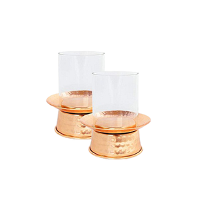 Juego de contenedores de velas de diseño antiguo de dos contenedores de velas de cobre para uso en bodas, hoteles y restaurantes - Product Image 6
