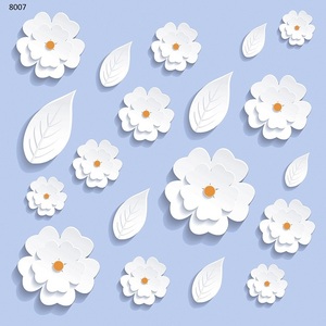 Carreaux de sol et de mur en céramique 3D en porcelaine, blanc et bleu, motif floral, nouvelle conception, salle de bain, carrelage en porcelaine 3D, personnalisation disponible - Product Image 2