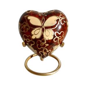 Golden Butterfly Small Heart <b>Keepsake</b> Urn For <b>Ashes</b> Funeral Supplies and Brass Cremation Urns for Pet Use Urn - Product Image 4