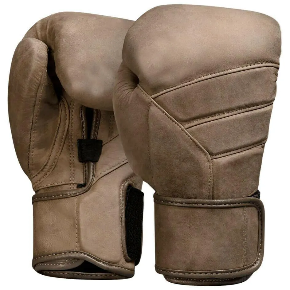 New Arrival Hybrid Dark Khaki Boxing Gloves Branded Genuine Leather Champions Gym Fitness Gloves Training Wrist Closure