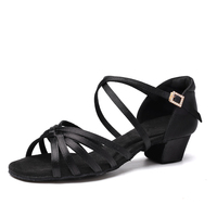Zapatos de Baile Latino para Mujer al por Mayor, Tacón de Satén de 4.5cm, Salsa Profesional, Color y Logotipo Personalizados, Cuero Genuino