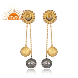 Pendientes de diseño de girasol con cadena de plata chapada en oro, joyería de gota, conjunto de piedras preciosas ahumadas naturales, aretes de circón - Product Image 3