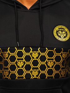 Sudadera con capucha y sudaderas con estampado negro y dorado personalizado para hombre Material de algodón de poliéster de invierno - Product Image 5
