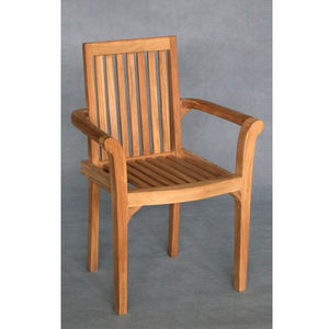 Silla apilable de madera para jardín, mueble apilable de madera de teca para Patio, 38 - Product Image 1