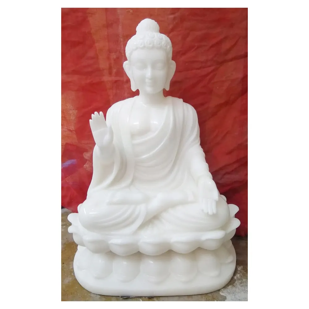 Weiße Marmor Gautam Buddha sitzende Statue