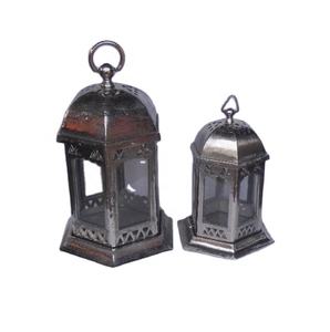 Lanterne à bougie en métal en aluminium coulé en forme de dôme hexagonal, finition nickel brut, pour la décoration de la maison, vente chaude - Product Image 1