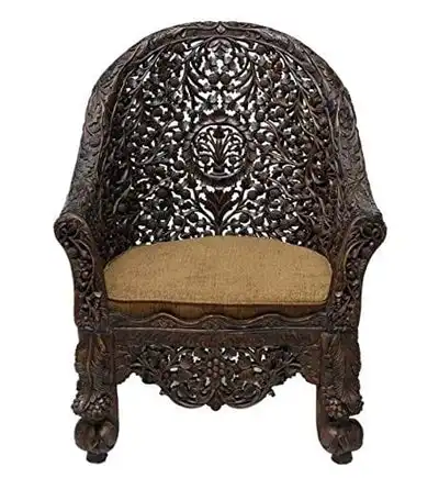 Handicrafts Wooden Hand Carved Royal Chair for giving your home a royal look