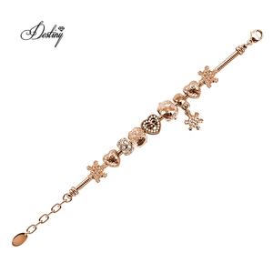 Feliz copo de nieve corazón encanto cuentas <span class=keywords><strong>pulsera</strong></span> adornado con cristales <span class=keywords><strong>Swarovski</strong></span> Navidad Daisini mejor amigo regalo joyería - Product Image 6