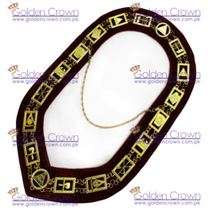 Collar Masónico de Arco Real, Chapado en Oro, Color Personalizado, Talla Personalizada, Unisex, Corona Dorada, GC-5893, En Existencia - Product Image 3