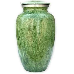 Green <b>Stone</b> Finished Cremation Adult Ashes Urn Premium Quality Metal Funeral Urn for Human Ashes in India - Product Image 1