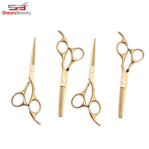 Tijeras de peluquero de acero inoxidable rectas personalizadas, cuchillas afiladas romas, mangos de plástico de cerámica para corte de pelo, adelgazamiento - Product Image 6