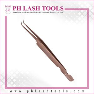 Pince à épiler les Extensions de cils en or Rose avec Base en acier inoxydable, pince à épiler le Volume pour les Extensions de cils 6mm 45 degrés - Product Image 3