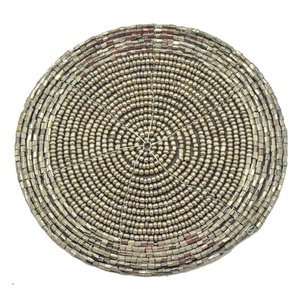 Round Handmade <b>Beaded</b> <b>Placemat</b> Geometric Pattern Bohemian Style Home Decor - Product Image 1