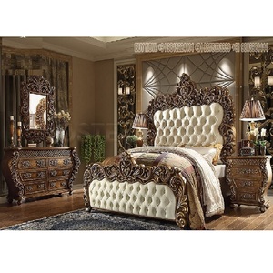 Modern Customizable High <b>End</b> Carved Teak Wood Bedroom Furniture Set - Product Image 1