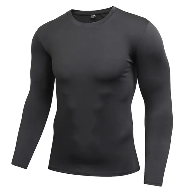 Herren Kompressions-Top langärmeliges T-Shirt Laufen Fitnessstudio Fitnesstraining Grundschicht Sportbekleidung Enges Fitness-Body Shaper-Shirt