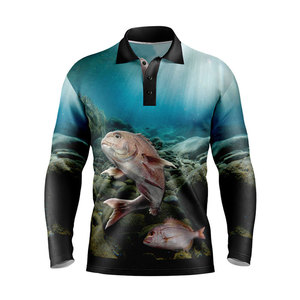 Polo de pêche à manches longues personnalisé par sublimation pour hommes, protection UV, respirant, séchage rapide, vêtements de performance, jersey COCOON - Product Image 3