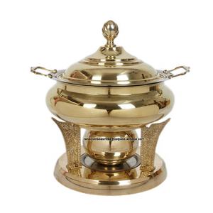 Recipiente para Calentar Comida de Latón Tradicional de Alta Calidad, Chapado en Oro, para Uso en Servicios de Catering, Capacidades de 4/6/8 Litros - Product Image 4