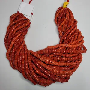 Red Coral Gemstone Ronde Heishi Volledige Drelled Afgestudeerd Kralen Voor Sieraden Kralen Voor Ketting