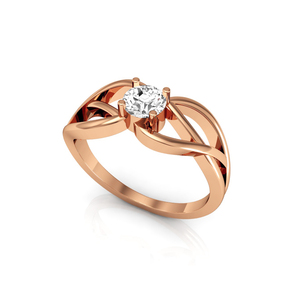 Véritable 18K Solide Jaune Rose et Or Blanc Diamant Naturel Solitaire CrissCross Bague Fine Jewelry Fabricant Fournisseur De l'Inde - Product Image 6