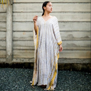 2025 fait à la main 100% rayonne cravate teinture coupe ample pleine longueur femmes tenue décontracté caftan pour plage bohème été dames caftan - Product Image 1